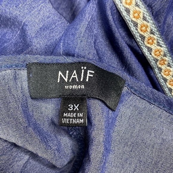 Naif Blue Denim Boho Tshirt Bell Sleeve Dress Size 3X - Picture 6 of 7